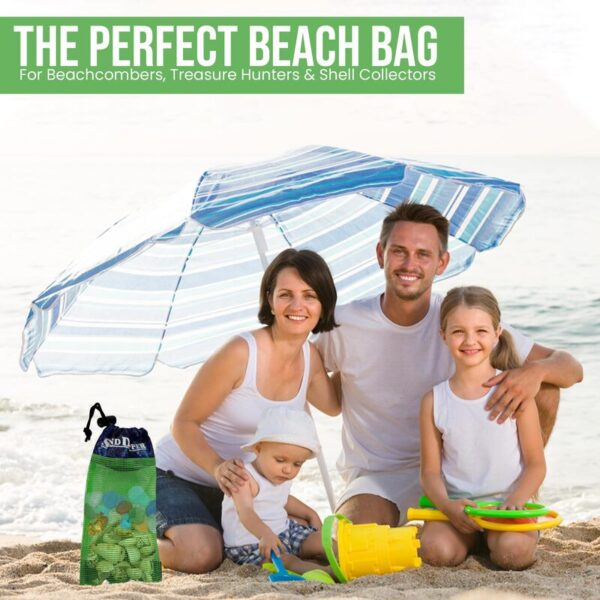 Sand Dipper Skinny Lightweight Shell Collecting Beach Bag with Carabiner Clip