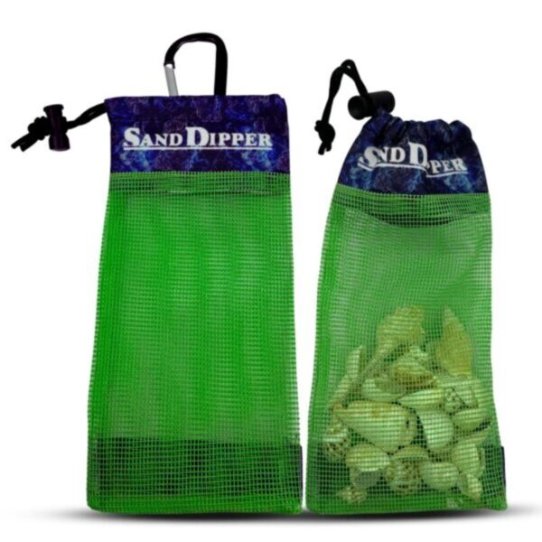 Sand Dipper Skinny Lightweight Shell Collecting Beach Bag with Carabiner Clip