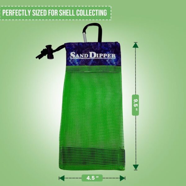 Sand Dipper Skinny Lightweight Shell Collecting Beach Bag with Carabiner Clip