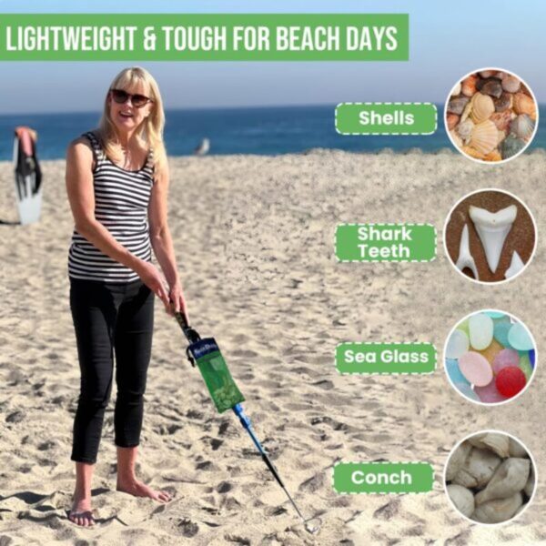 Sand Dipper Skinny Lightweight Shell Collecting Beach Bag with Carabiner Clip