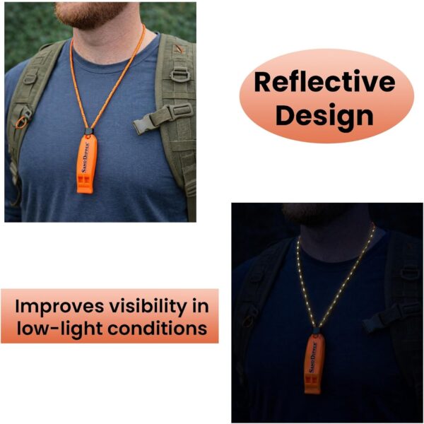 Sand Dipper Loud Signal Whistle, Orange, Waterproof Pealess Design with Reflective Adjustable Lanyard, Double Sound Chamber, ABS Plastic, for Beach, Water Sports, Kayak, Boat, Hiking