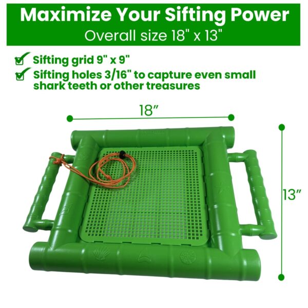 Sand Dipper Floating Treasure Sifter with Rigid Grid, Beach, Lake & River Shell and Shark Tooth Sieve