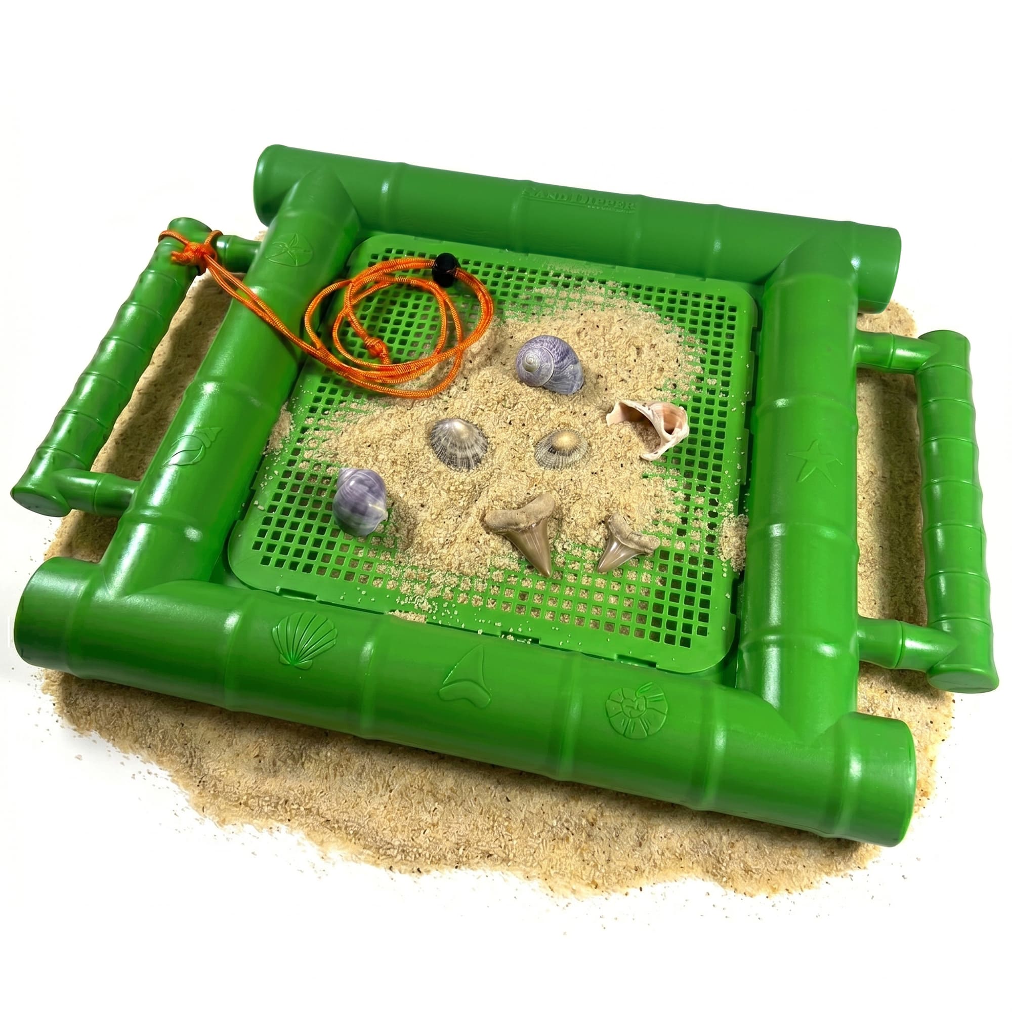 Sand Dipper Floating Treasure Sifter with Rigid Grid, Beach, Lake & River Shell and Shark Tooth Sieve
