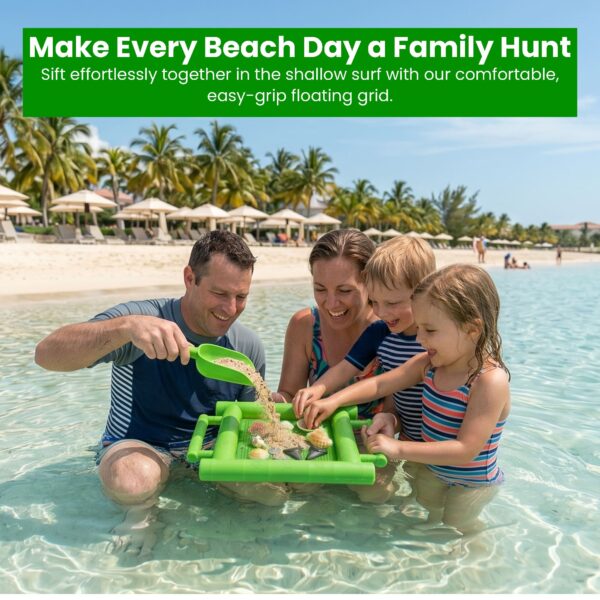 Sand Dipper Floating Treasure Sifter with Rigid Grid, Beach, Lake & River Shell and Shark Tooth Sieve