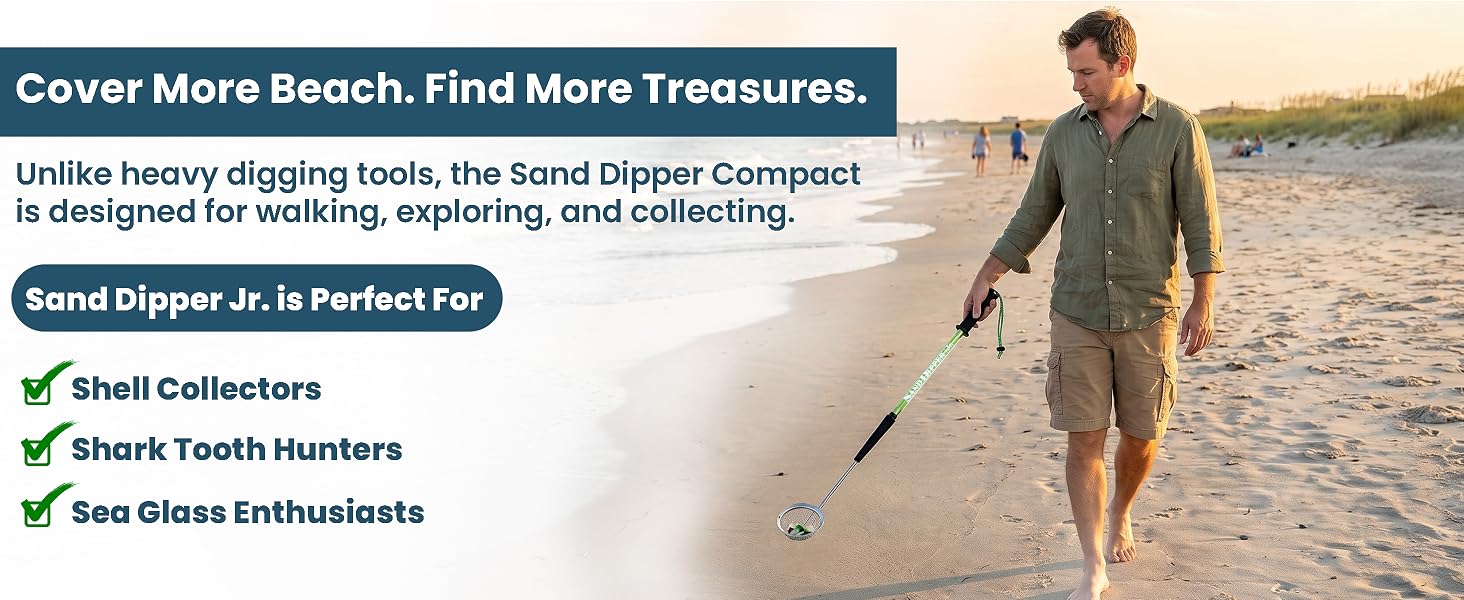Portable Beach Scoop with Removable Basket for Travel